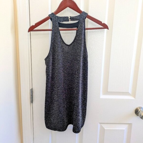 Ricki's Black and Silver Shiny Chevron Tank Top - Great Condition - Picture 3 of 6